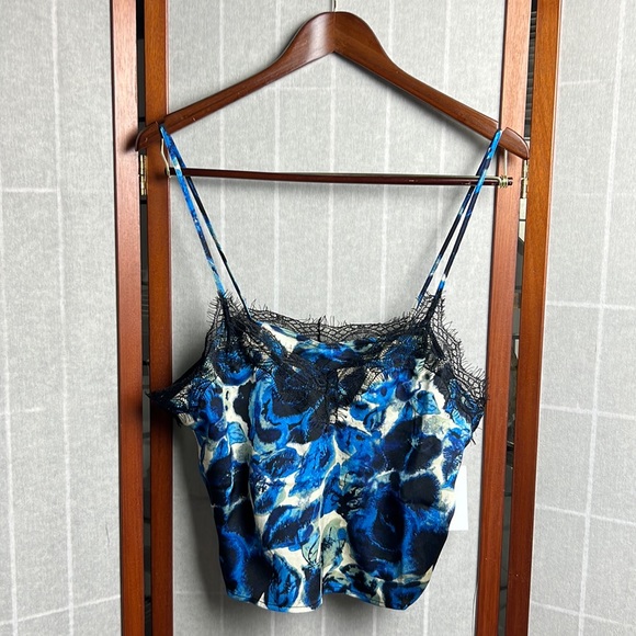 Open Edit Eyelash Lace Trim Satin Crop Camisole - ShopStyle size M - Picture 7 of 12